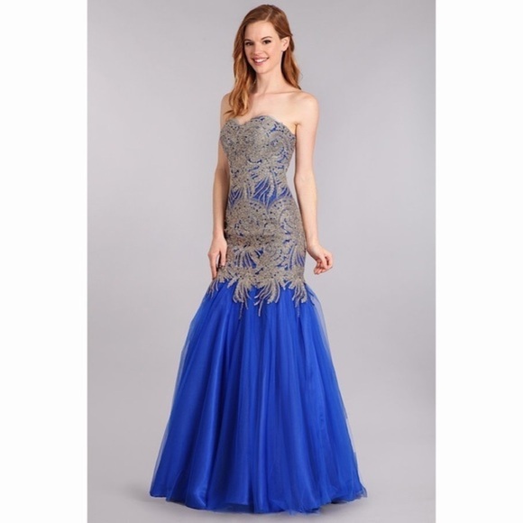 ROYAL Blue Strapless Mermaid Dress 1697 - Picture 2 of 6